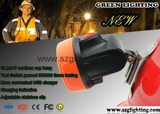 Pomarańczowy 6000lux LED Mining Light Silna jasność LED Górniczy reflektor 2,8 Ah Akumulator