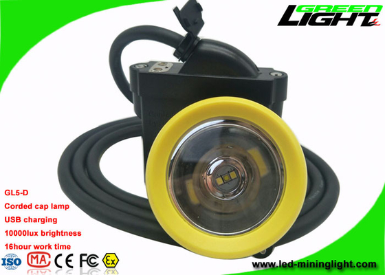Przewodowa lampa górnicza Ładowarka USB Żółto-zielona ramka głowicy 10000lux Jasność