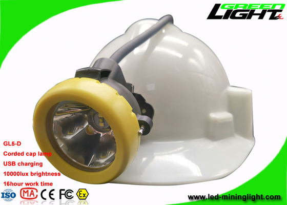 Przewodowa lampa górnicza Ładowarka USB Żółto-zielona ramka głowicy 10000lux Jasność