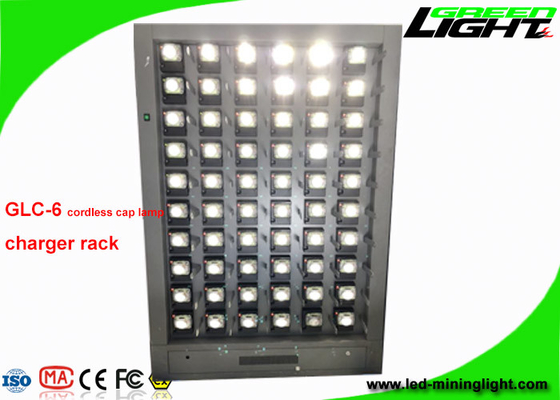 GLC-6 jednostronnie 60 jednostek bezprzewodowych LED Miners Cap Lamp Stacja ładująca 110 V-240 V.