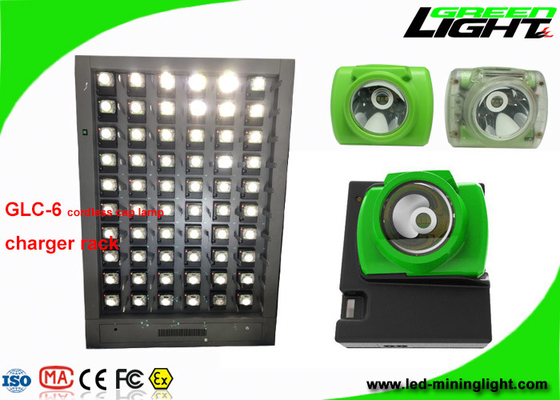 GLC-6 jednostronnie 60 jednostek bezprzewodowych LED Miners Cap Lamp Stacja ładująca 110 V-240 V.