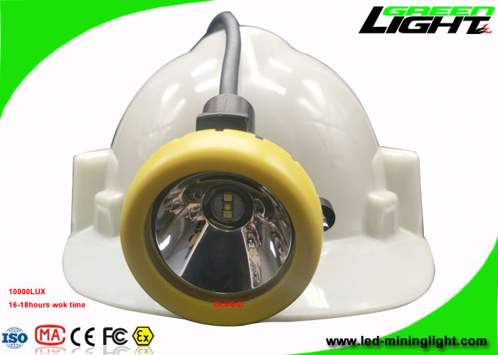 IP68 Mining Cap Lights Przewodowa jasność 10000Lux z kablem Obsługa ładowania USB